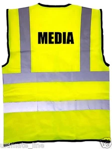 HI VIS Printed - MEDIA - HI VIZ SAFETY VEST Waistcoat Reflective EN471 - Picture 1 of 1