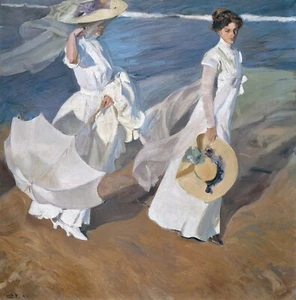 Oil Painting Repro Joaquín Sorolla Women Walking On The Beach - Picture 1 of 1