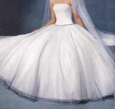 Wedding Gown Oleg Cassini David’s Bridal Size 8 Ivory White Strapless Sequins - Image 1 of 4