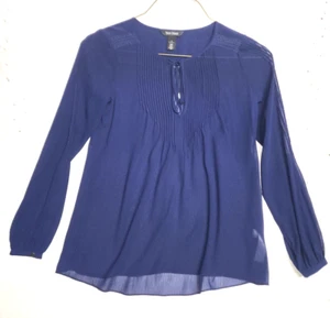 White House Black Market Damen Top Größe 0 Blau Bluse Langarm Rundhals - Bild 1 von 13