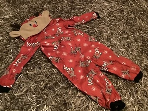 Kids Christmas Reindeer 1Onesie All In One Hooded Jumpsuit One Piece Age 3 Yrs - Picture 1 of 4