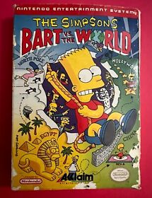 The Simpsons Bart vs. The World Nintendo Game  NES Cartridge. Manual & Box 1991