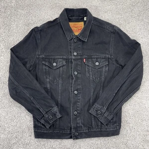 Levis Denim Jacket Mens Small Button Down Black Trucker Jean - Picture 1 of 11