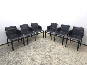 6X Walter Knoll STÜHLEGio Mit Armlehnen Bezug Leder Lelen 1230 Schwarz Mit - Bild 1 von 14
