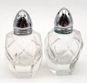 Shaker sale e pepe ottagonale in vetro trasparente vintage - Foto 1 di 10