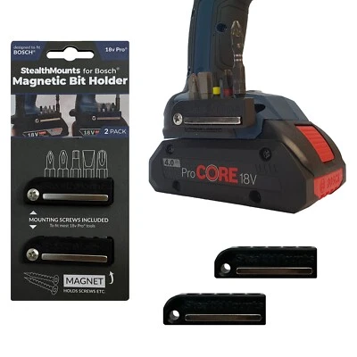 StealthMounts Black Magnetic Bit Storage Holder for Bosch 18v Professional (x2)