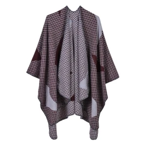 Cashmere Like Poncho Blanket Wrap Shawl Cape Top Coat Cloak Mantle Scarf Winter - Picture 1 of 24