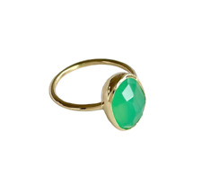 Green Onyx Oval Cut Gold Filled Ring Boho Dainty Ring Gift For Her All Size Ring
