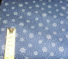 80x40" snowflakes on blue winter holiday fabric material sewing country calico