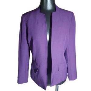NWT Black Label by EvanPicone Womens Purple Long Sleeve Collarless Blazer Size 4 - Picture 1 of 8