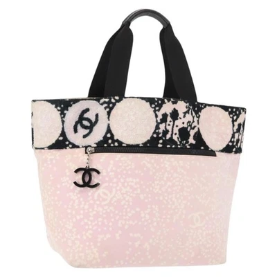 CHANEL High Summer Tote Bag Canvas Pink Silver CC Auth 151080 - Image 1 of 4