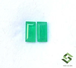 6,50x3 mm Zertifiziert Natürlicher Smaragd Baguetteschliff Paar 0,93 cts Lose Edelsteine - Bild 1 von 7