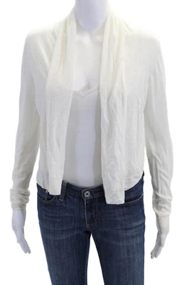 Cárdigan suéter tejido de lino delantero abierto manga larga Theory para mujer blanco mediano Foto 1 de 4