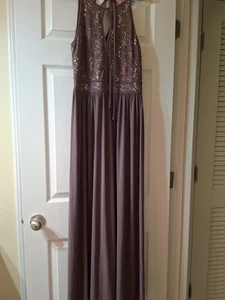 Nightway Damen-Abendkleid taupe Neckholder Pailletten & Spitze braun formell Größe 12 - Bild 1 von 11