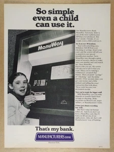 1981 Manufacturers Bank ManuWay ATM Machine vintage print Ad - Picture 1 of 1
