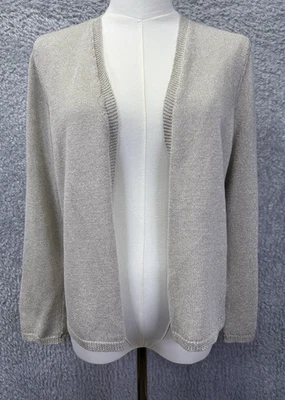 Кардиган женский Eileen Fisher цвета шампанского металлический мерцающий с открытой передней частью миниатюрный M - Изображение 1 из 4