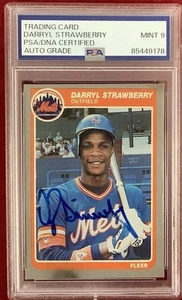 Darryl Strawberry Signed 1985 Fleer #93 Baseball Card Autograph PSA/DNA Mt 9 - Picture 1 of 3