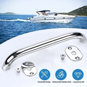 2X Stainless Steel 12" Marine Grab Handle Polished Oval Tube Handle Heavy Duty * - Bild 1 von 8