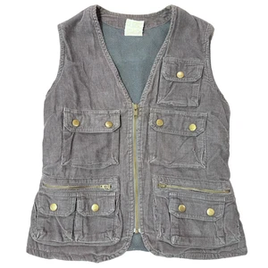 Free People Gilet da donna XSmall grigio in velluto a coste cargo utility multitasche outdoor - Foto 1 di 10