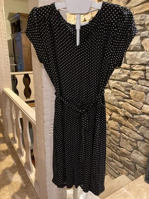 Loveappella Women Black Casual Dress & Tie Belt, Medium, Polka Dot, Stretch - Image 1 of 4