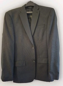 Perry Ellis 2 Button Pin Stripped Suit Black Size 42 Regular 34x32 City Fit - Picture 1 of 4