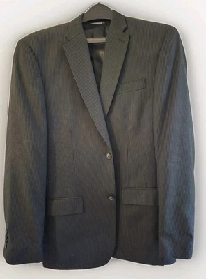 Perry Ellis 2 Button Pin Stripped Suit Black Size 42 Regular 34x32 City Fit - Image 1 of 4