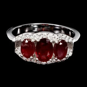 925 Sterling Silver Ring Oval Ruby 7x5mm Natural Gemstone Jewelry Size 7.5 - Picture 1 of 13