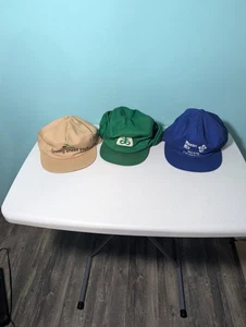 Lotto 3 Cappelli Vintage Ear Flap Pubblicità Agricoltore Tutti Marca K Made In USA - Foto 1 di 17