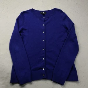 Lands End Cashmere Sweater Womens Small 6-8 Blue Cardigan Soft Knit Preppy - Picture 1 of 8