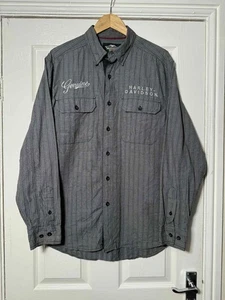 Harley Davidson Long Sleeve Mens Shirt Grey With Logo Size L - Picture 1 of 8