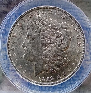 1889 P  Morgan Silver Dollar ANACS Graded AU 58 Condition. - Picture 1 of 4