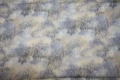 ЗИМНИЕ ДЕРЕВЬЯ В ЖЕЛТОМ И СЕРЕБРЯНОМ ОТ HOFMAN - 100% ХЛОПОК ТКАНИ - Изображение 1 из 4