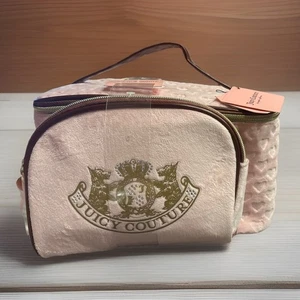 Neu Juicy Couture Terrier Zug Etui Kosmetiktasche Set Rosa Braun Herzen Kosmetik - Bild 1 von 5