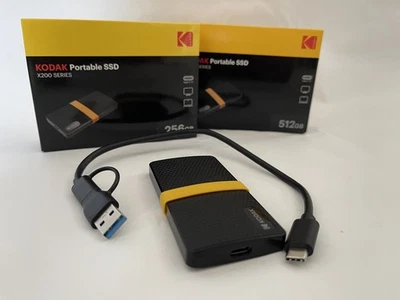 Kodak X200 Portable SSD High Speed- 128GB/256GB/512GB/1TB + Cable, New, Free P&P - Image 1 of 4