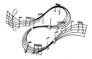 Contemporary Metal Wall Art Sculpture Musical Note River 63 cm long x 43 cm new - Picture 1 of 3