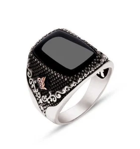 925 Sterling Silver Mens Ring, Turkish Handmade Jewelry 925 Sterling Silver Ring - Picture 1 of 6