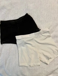 Set Girls Sz M 8 white and black Tumbler Cartwheel Shorts Summer - Picture 1 of 3