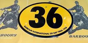 Barbour Rare Steve McQueen Display Sign Tribute To The Event 1936 trials bike - Foto 1 di 24