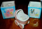 3 Vtg Baby Planters Ceramic Nancy Pew, Inarco Japan, Nursery Baby Shower Napco