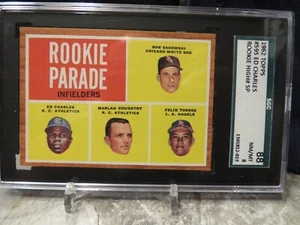 1962 TOPPS # 595 ED CHARLES ROOKIE HIGH# SP SGC 88 (8) NEAR MINT/MINT A'S BEAUTY - Picture 1 of 2