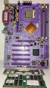 SOLTEK SL-86SPE2 Purple Socket478 i865PE AGP SATA ATX 2DDR + CPU + 2GB RAM - Picture 1 of 8