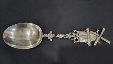 Large 1903 Dutch Sterling Silver Rotating Windmill Serving Spoon, 12 1/2"