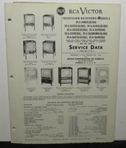 RCA VICTOR TELEVISION SERVICE DATA 1953 T12 21-S-348 -353 -354 U KCS83 33 PAGES - Picture 1 of 1
