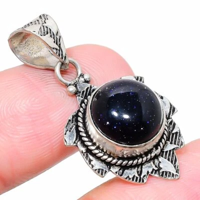 Colgante de joyería de plata de ley 925 con piedras preciosas de piedra solar púrpura 1,38" e837 Foto 1 de 4