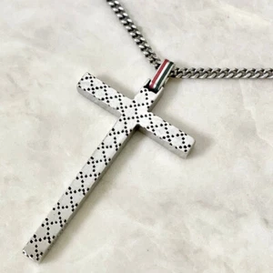 GUCCI Diamante Shima Cross Necklace 23" Silver 925 Auth #6038 - Picture 1 of 5