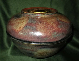 1995 SIGNED GLAZED COVERED POTTERY BOWL Standen 6 1/2" H x 9" Diameter - Picture 1 of 12