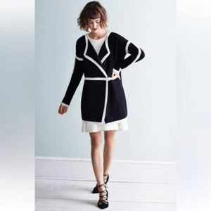 Velvet By Graham & Spencer Pullovermantel Wolle Schwarz und Creme Mittellang - M - Bild 1 von 13