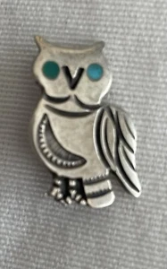 South Western Schmuck Eule Brosche Anstecknadel Silber Türkis Künstler signiert - Bild 1 von 5