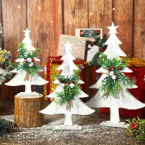 3 Pcs Wooden Christmas Tree Tabletop Decoration Farmhouse Wood Christmas Tree... - Picture 1 of 6