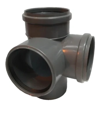4" 110mm Double Corner Branch Soil Pipe 90° Sewer Waste Drainage 110x110x110x90 - Image 1 of 4